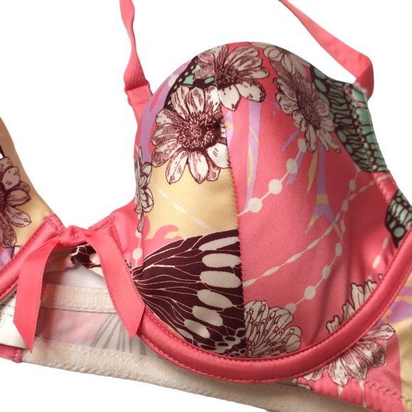 SIMONE PERELE Bra, Made in France. Pink Floral. Pink Bow FR 85 EU 70 US 32C - Picture 8 of 10
